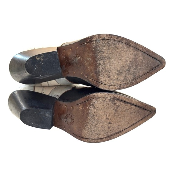 Buttero Women’s 9.5 Texan Ankle Boots Western Panels Distressed Black White - Picture 9 of 13